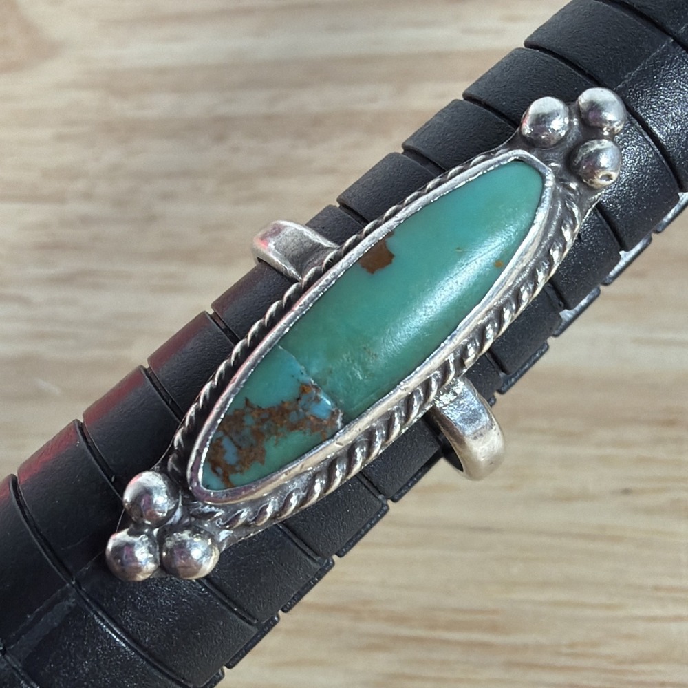 Size 5.5 925 Sterling Silver Turquoise Ring Navajo Unmarked Artisan Piece